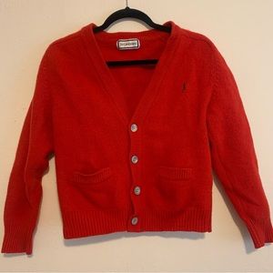 Vintage YSL 90s red 100% wool cardigan